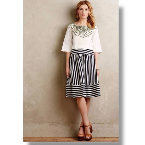 Anthropologie High Seas Skirt by Maeve Sz XS Blue and White Stripes NWT - Picture 3 of 16